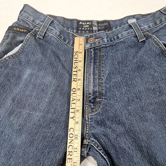 Ariat Jeans 34x32 Blue Denim Boot Cut Relaxed Fit M4 Rebar Loop Lock Work Wear - Picture 12 of 13